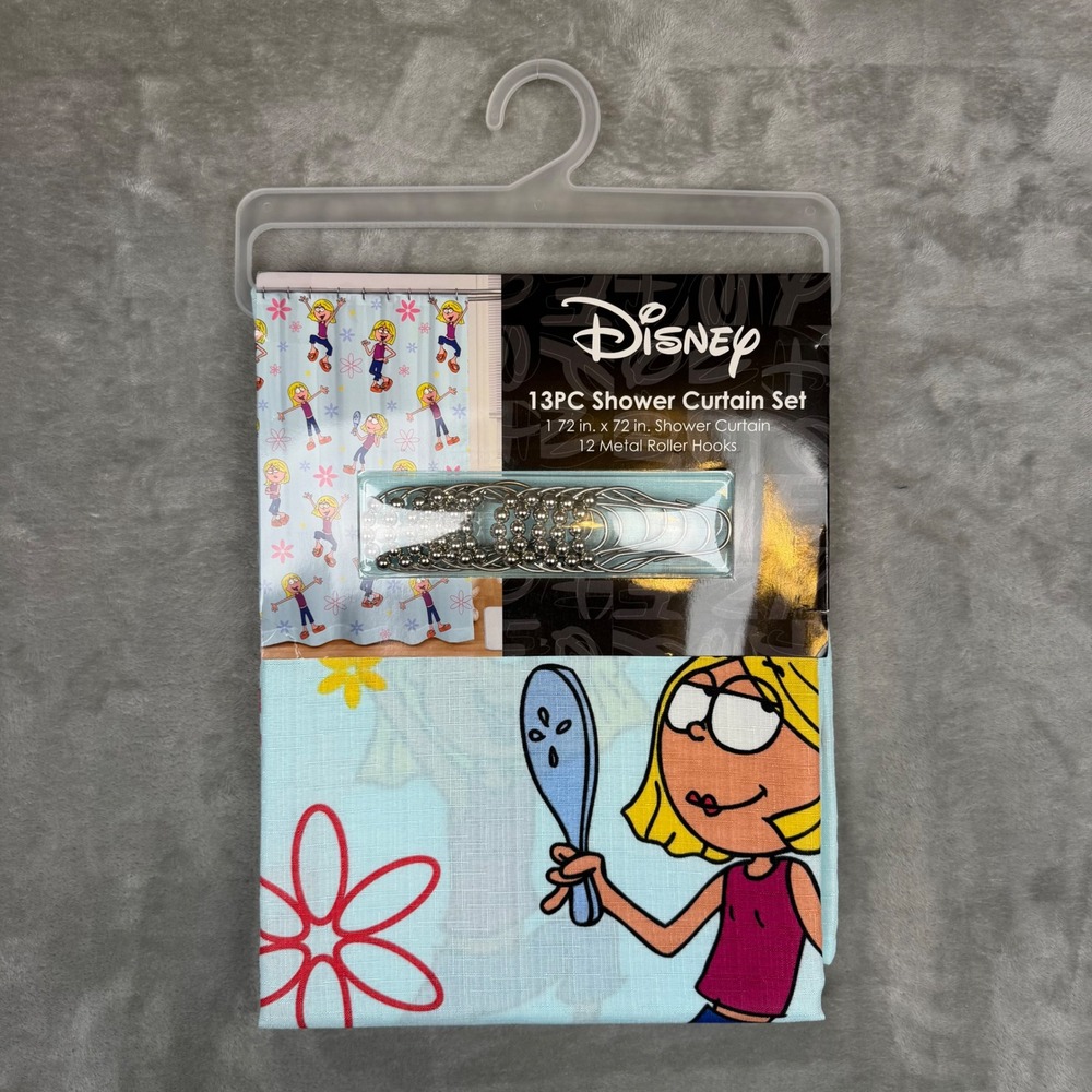 Disney Lizzie McGuire Shower Curtain Set 13PC Y2K Blue Floral 72x72 New